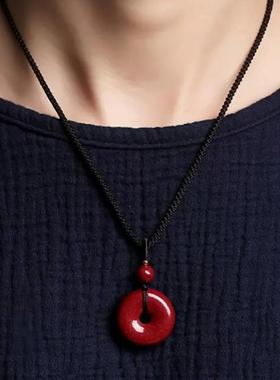 灵隐朱砂平安扣那女吊坠