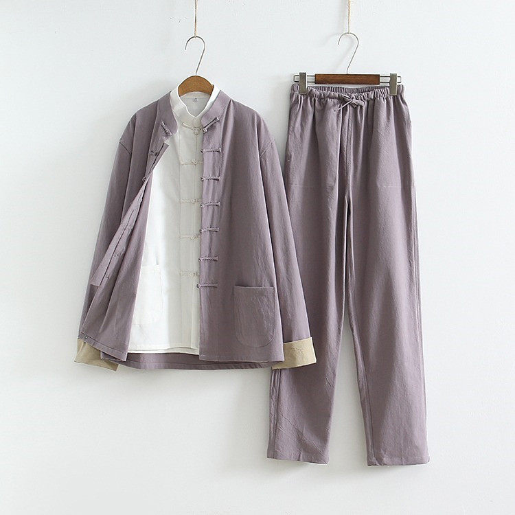 中国风春秋套装棉麻唐装男士三件套中式盘扣汉服复古居士服茶服,淘宝优惠券,粉丝福利购,淘宝优惠卷