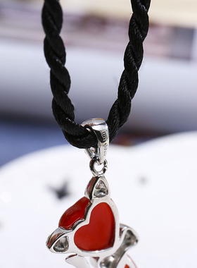 红色小动物吊坠女式925项链