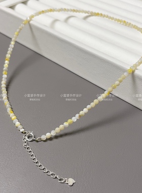 新中式叠戴串珠项链小众黄碟贝贝壳锁骨链海滩风炫彩金黄色珍珠