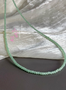 高级冰透天河石绿水晶尖晶锁骨链显白薄荷绿色刻面轻奢女小众感