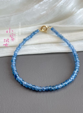 真好看蓝色手链斯里兰卡皇家蓝宝石刻面手串女款高货玉髓平替品