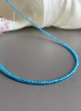 原相机实拍 清透冰种海蓝宝天河石色尖晶石锁骨链极细轻奢感项链