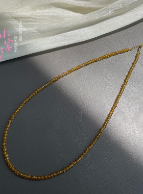 夏季百搭锁骨链巴西暴力黄超闪养晶人造黄水晶刻面女高级感项链