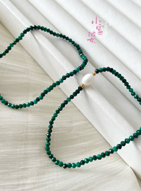 藏级天然孔雀石珍珠手链极细如绳2.5mm原石珠子刻面单圈多圈手串