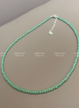 高级感冰透天河石水晶尖晶锁骨链 显白绿色水晶刻面轻奢女小众感