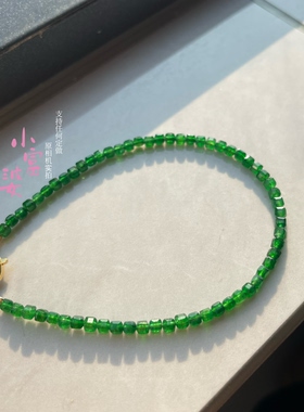 新年新款中式哥伦比亚祖母绿色手链 方糖玉髓手链女款可延长轻奢