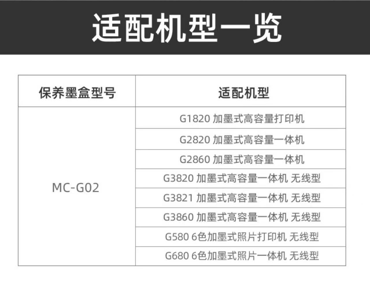 原装佳能MC-G02保养墨盒 维护箱 解决1723/1726/1727故障代码G680G580G3860G3821G3820G2860G2820G1820废墨仓 - 图2