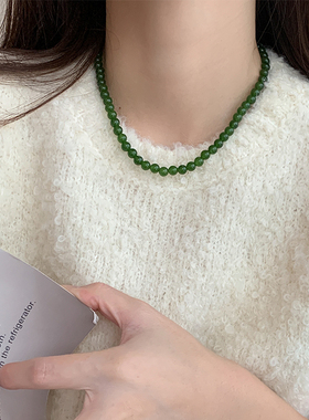 绿玉髓串珠新中式锁骨链