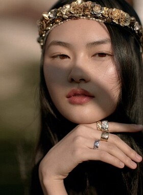 欧美潮人时尚波浪纹女情侣戒指