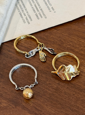 Lemai走秀限定款 vintage 复古铜树叶小手魅戒指叠戴套