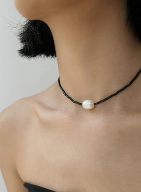 淡水珍珠串珠黑玛瑙项链