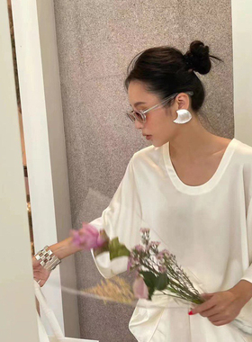 张悦儿同款海浪贝壳扇形耳环女