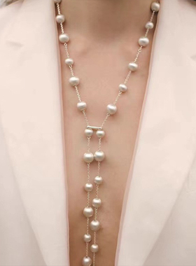 张悦儿马总同款拉丝银球项链