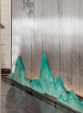 精选新中式透明树脂假山摆件仿真石头造景客厅酒店售楼.处别墅景