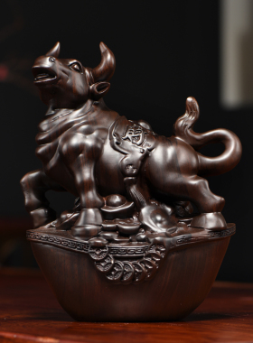 优选黑檀木雕十二生肖摆件实木质C新中式鼠牛虎兔龙蛇马羊猴鸡狗