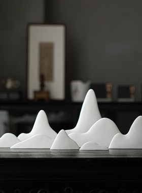 精选新中式客厅电视柜p茶几玄关书房博古架茶室陶瓷假山枯山石装