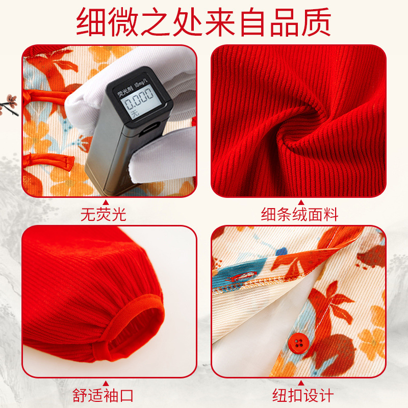 Girls' New Year's greetings clothes, Chinese style baby coveralls, new eating bibs, winter Hanfu, New Year's clothes, princess skirts and protective clothing
