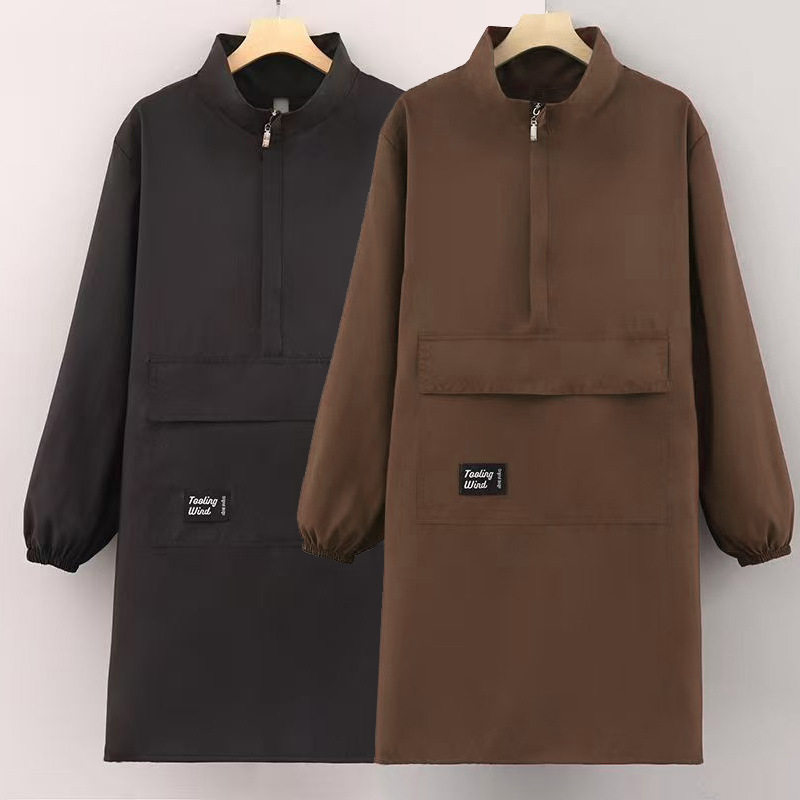 防泼水长袖围裙拉链高领罩衣简约款防脏防污柔软舒适围裙透气,淘宝优惠券,粉丝福利购,淘宝优惠卷