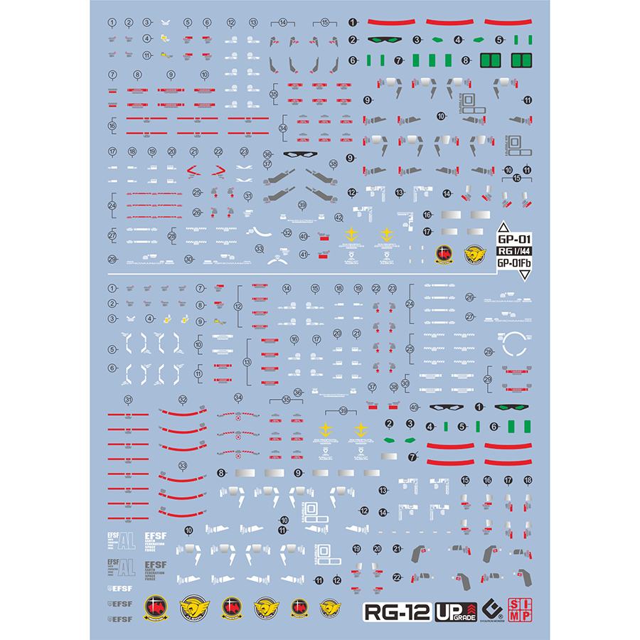 EVO RG12 陆战+宇宙 GP01+Fb合集 高达试作1号机 兰玉 荧光水贴 - 图0