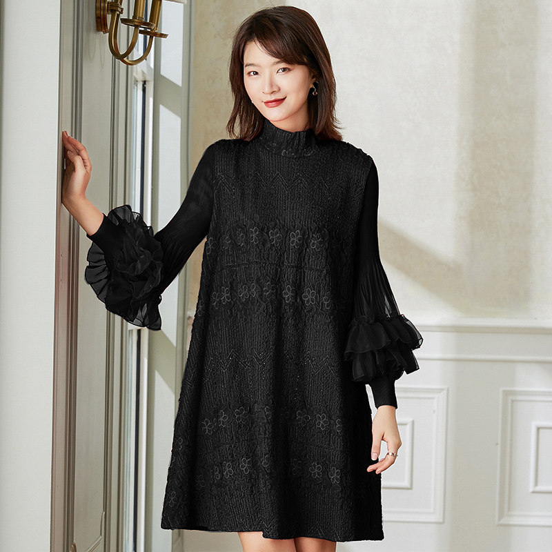 红色连衣裙高端精致2024秋装大码大码婚礼晏会新中式喜婆婆新娘服