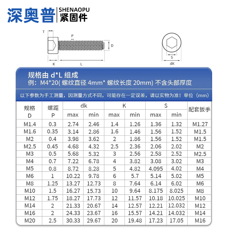 304不锈钢圆柱头内六角螺丝钉杯头螺栓螺母套装组合m2mm3m4m5m6m8 - 图2