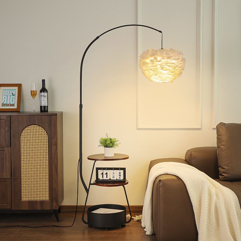 羽毛钓鱼灯落地灯客厅卧室沙发旁边几法式中古公主风氛围床头台灯,淘宝优惠券,粉丝福利购,淘宝优惠卷