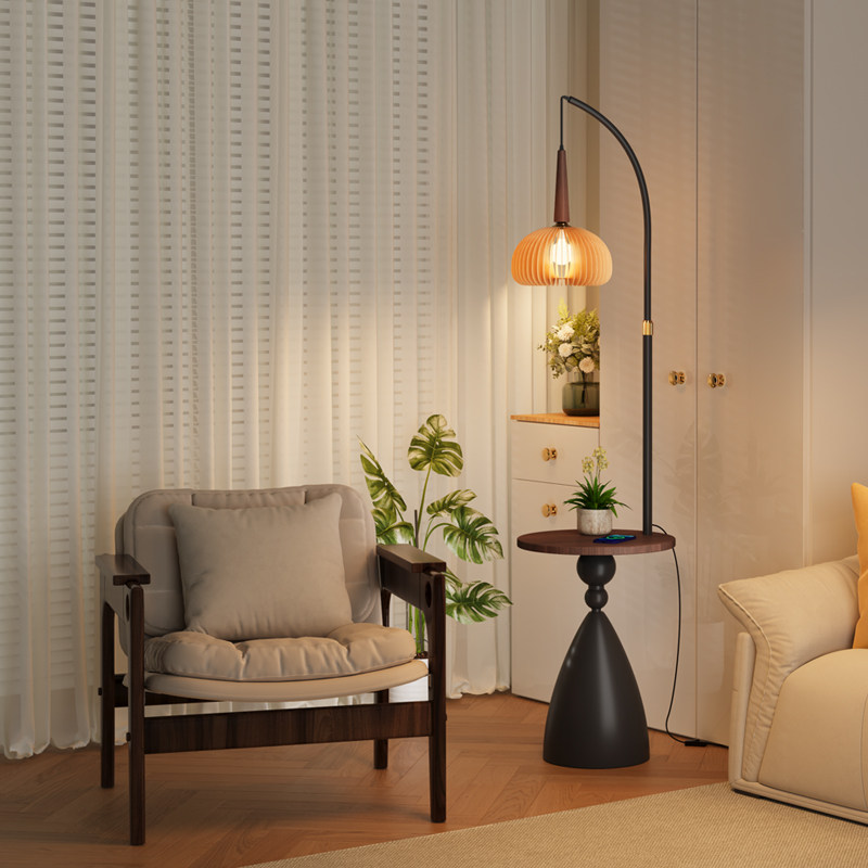法式中古风落地灯客厅沙发旁边高级氛围现代卧室床头台灯置物一体,淘宝优惠券,粉丝福利购,淘宝优惠卷