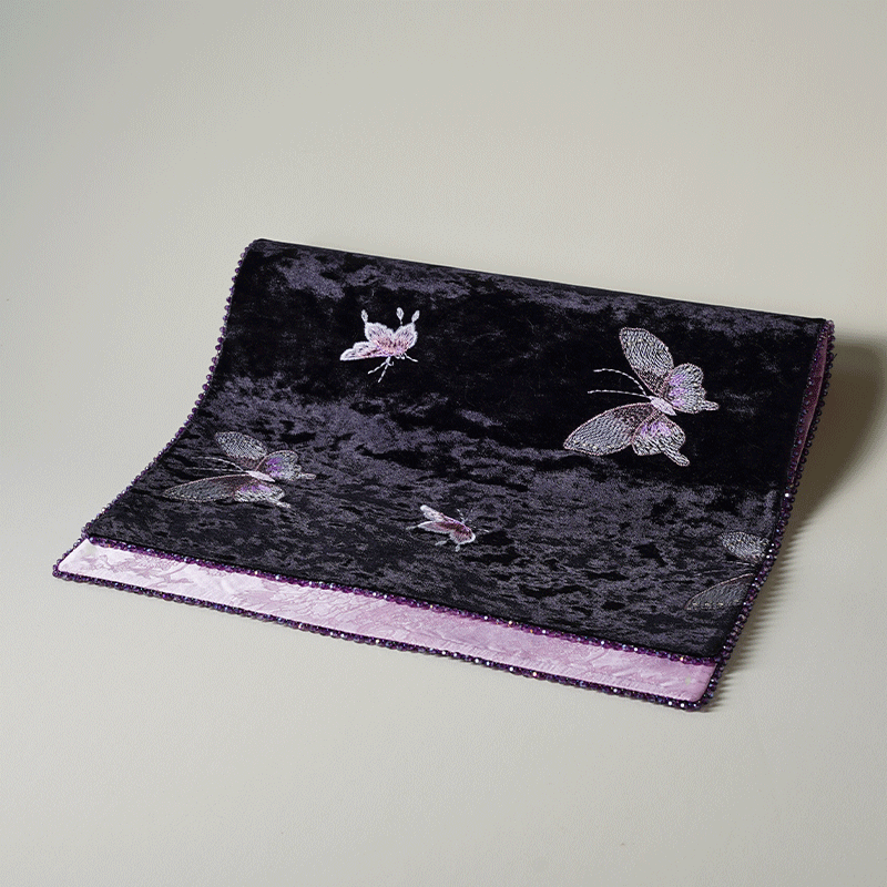 磐皿｜景德镇·熹语蝶影星霜大号黑底丝绒蝴蝶干泡茶席中式茶桌垫,淘宝优惠券,粉丝福利购,淘宝优惠卷