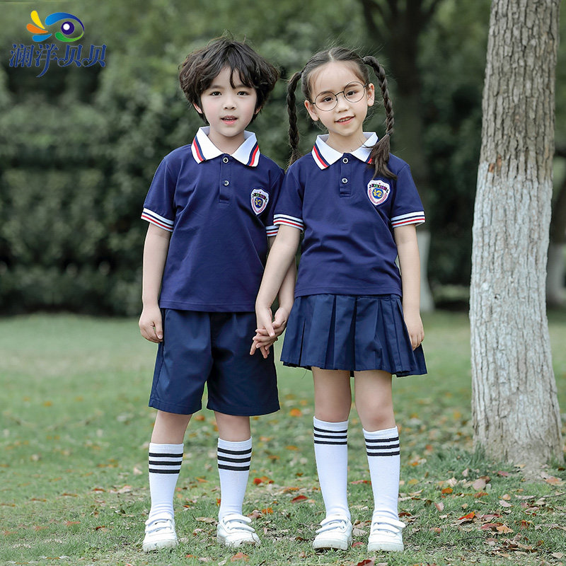 夏季小学生班服纯棉短袖运动会套装一二四六年级儿童毕业拍照校服