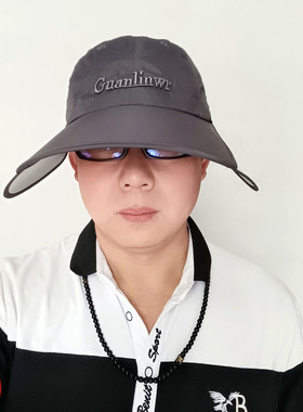 钓鱼帽子男夏季加长加长檐钓鱼帽