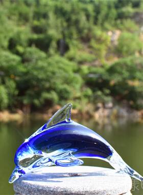 正品玻璃海豚琉璃装家居酒柜创意饰工景艺礼品摆饰小摆鱼缸造件海