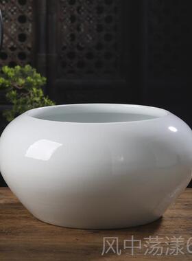 正品景德镇瓷聚宝盆风水摆睡件桌面瓷入口陶鱼缸大金缸莲鱼盆装饰