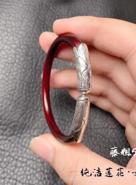 正品西藏鸡血藤手镯无节木手族风藤镯情民侣款木女质饰品男生镯日