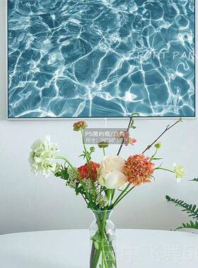 正品画治愈系蓝色调波浪泳池港水花ins北欧清新饰画微 色差介装意