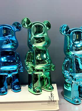 陶瓷电镀卡通积木熊摆件