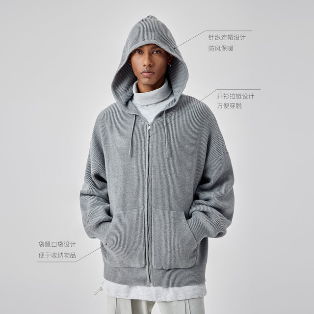 BODYDREAM Couple Hooded Sweater High end Unisex American Retro Knitted Shirt Zipper Cardigan Coat