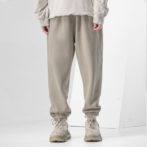 BODYDREAM460G重磅加绒裤男两侧结构线运动卫裤松紧束脚裤休闲裤 - 图2