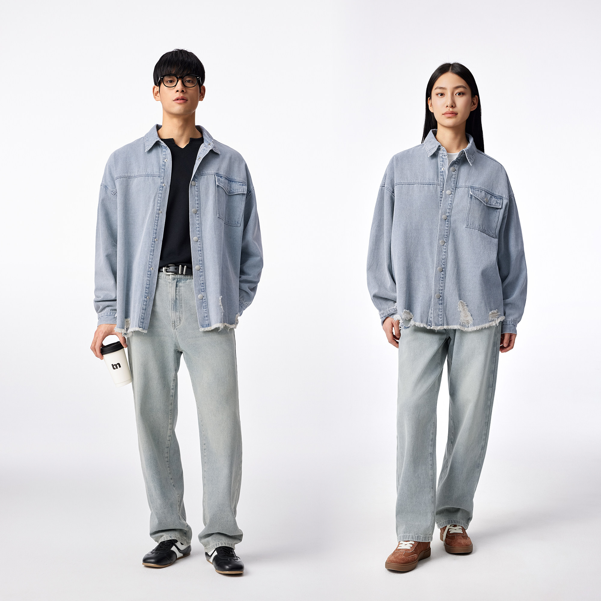 BODYDREAM男女同款复古水洗牛仔衬衫休闲宽松长袖外套/下摆毛边,淘宝优惠券,粉丝福利购,淘宝优惠卷