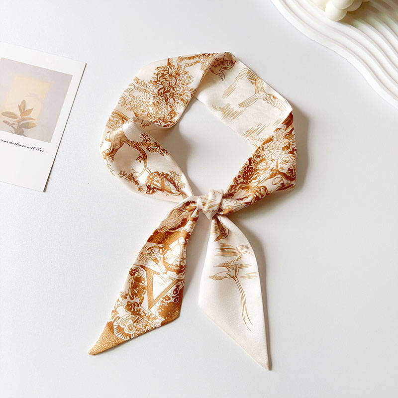 丝巾小长条字母发带女气质韩版装饰领巾绑包手柄缠包细窄飘带丝带 - 图1