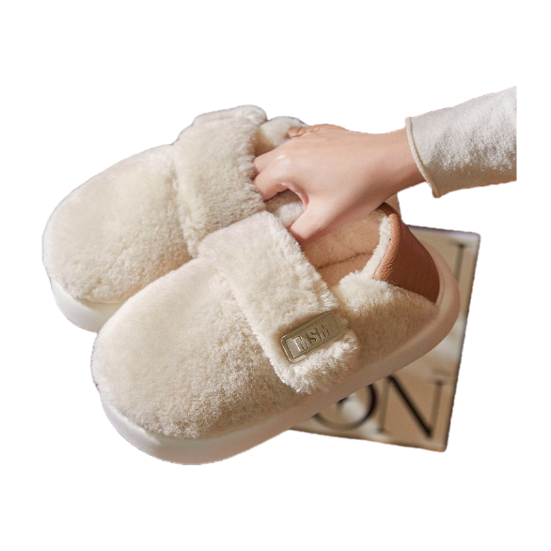 蚂蚁之恋冬季新品简约舒适魔术贴毛毛情侣室内外穿居家乳胶棉鞋,淘宝优惠券,粉丝福利购,淘宝优惠卷