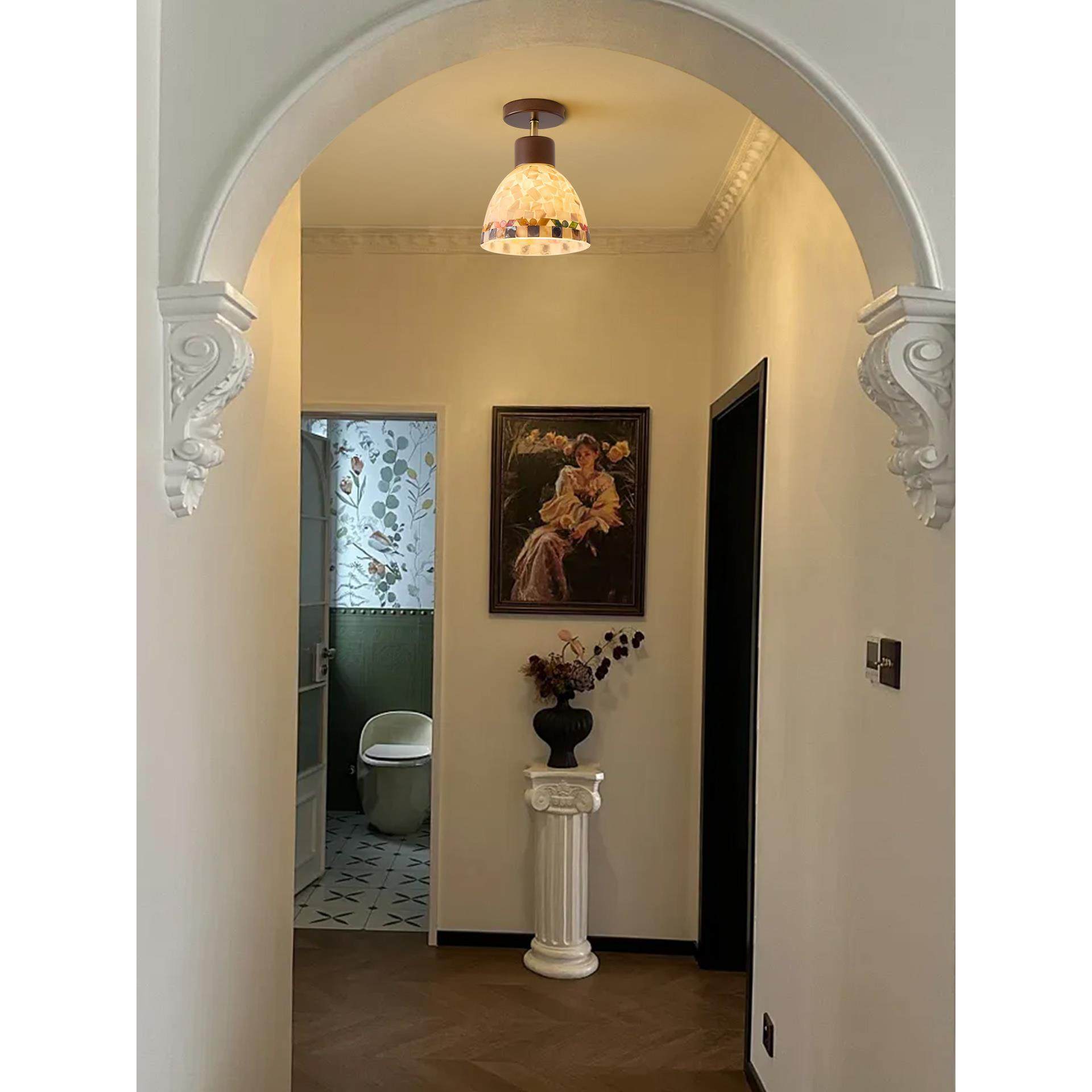 法式中古风走廊过道灯复古高级感贝壳入户玄关灯衣帽间阳台吸顶灯,淘宝优惠券,粉丝福利购,淘宝优惠卷