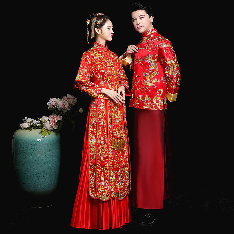 秀禾服新娘2020新款中式结婚婚纱 摩卡媛旗袍