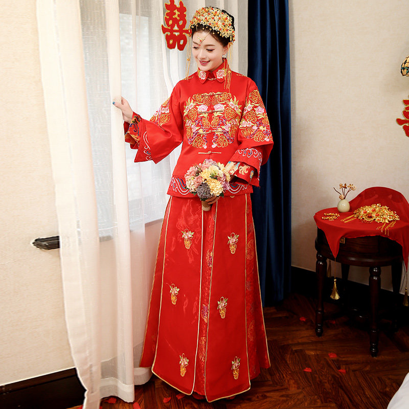 2020新款加大码秀禾服新娘敬酒服 摩卡媛旗袍