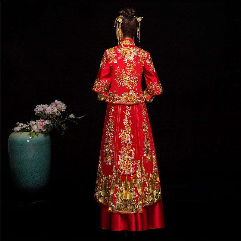 大码秀禾服新娘2020新款结婚礼服 摩卡媛旗袍