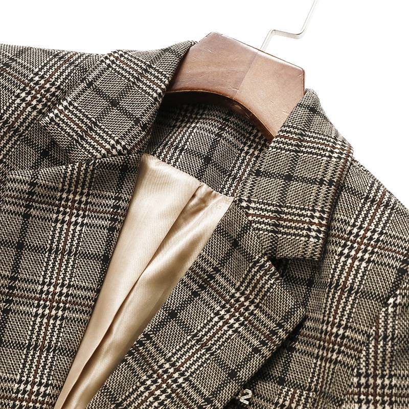 -Plaid small suit jacket women's autumn new British style sl - 图2