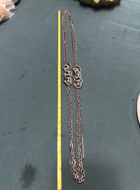 Vintage银色长款简约圆圈毛衣链项链保存品