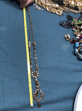 Vintage中古trifari翠法丽精致复古宫廷y型短款项链女 无标