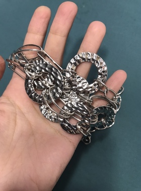 Vintage银色圆圈片片长款简约项链毛衣链保存品