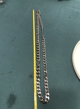 Vintage银色扁链超宽夸张长款项链毛衣链男女同款 保存品